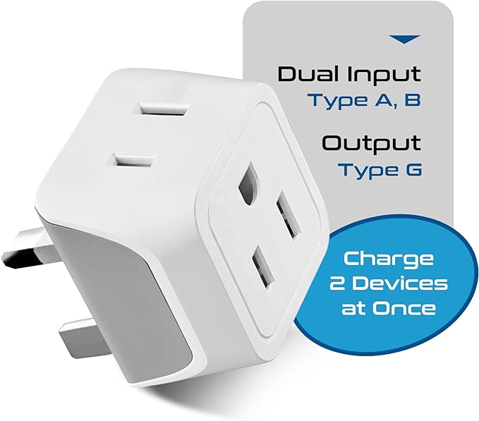 Ceptics UK Travel Plug Adapter, 2 in 1 Type G Adapter, US to UK Adapter - Image 5