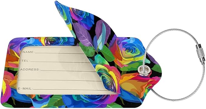 Rainbow Rose Flowers Luggage Tag - Image 2