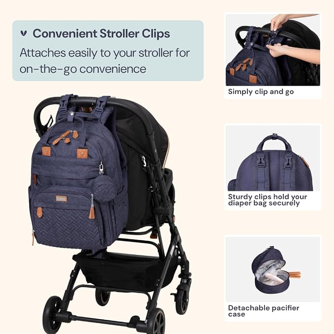 BabbleRoo Extra Large Diaper Bag Backpack, Expandable Baby Bag - Image 6