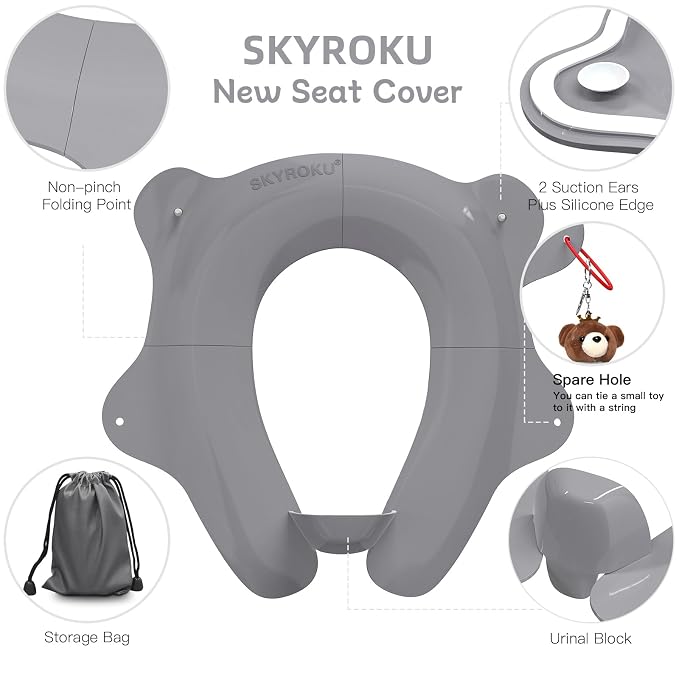 SKYROKU Foldable Kids Toilet Seat – Portable & Anti-Slip Travel Potty Training - Image 5