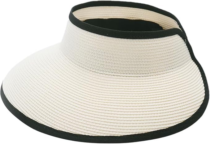 Joywant Womens Sun Visor Hats, Packable Wide Brim Ponytail Beach Hat Straw by Joywant