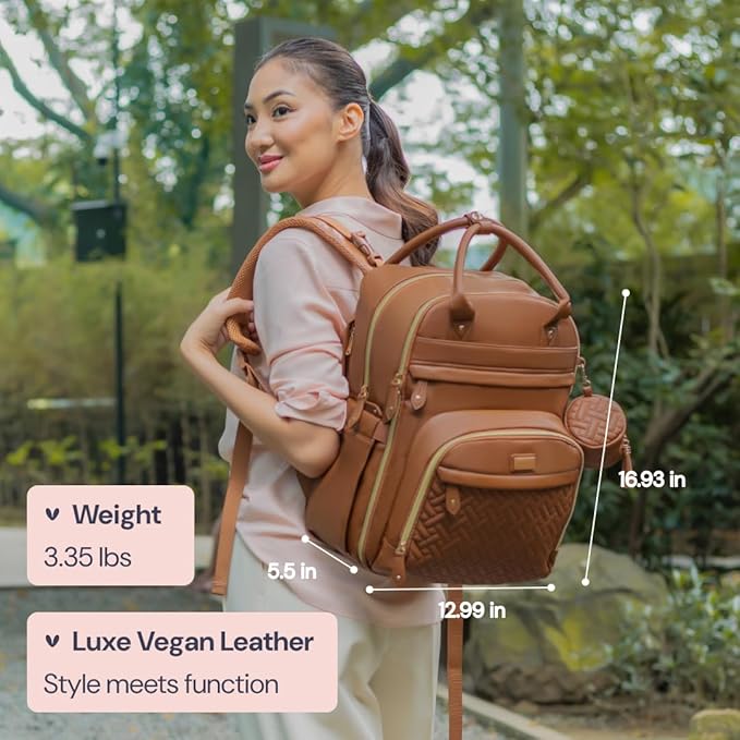 BabbleRoo Leather Diaper Bag Backpack - Image 3
