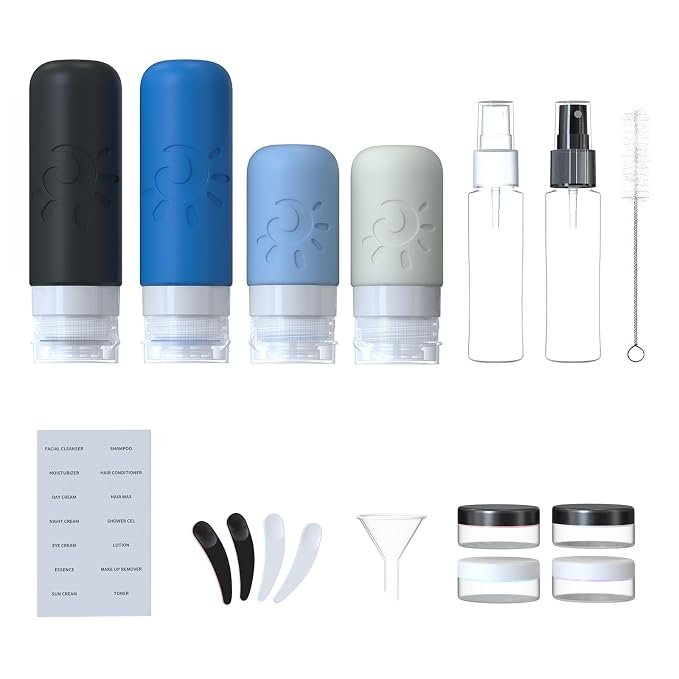 18 Pack travel Bottles for Toiletries, TSA Approved Silicone Travel Containers - Image 2