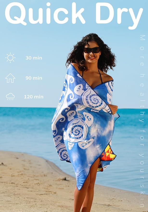 2 Pack Microfiber Lightweight Beach Towel Sand Free Quick Dry Absorbent Thin - Image 5