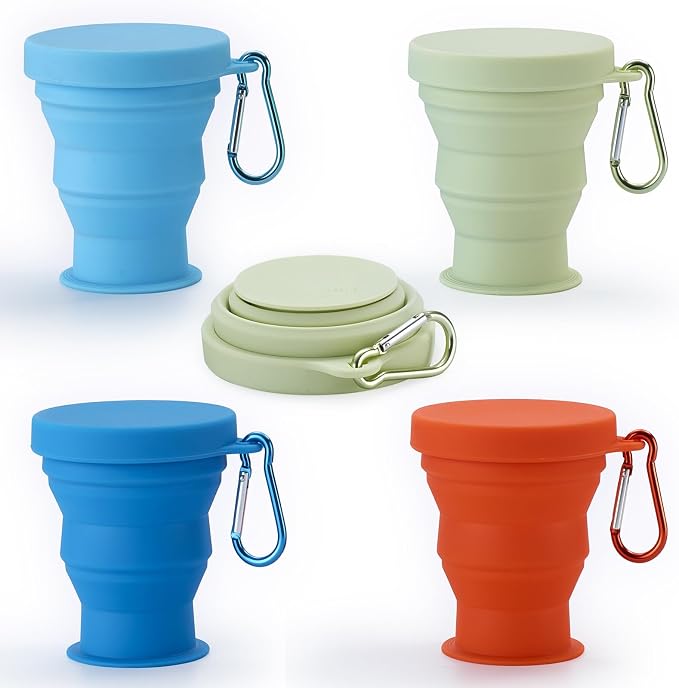 GUANCI Silicone Collapsible Travel Cup Set Silicone Folding Camping Cup by GUANCI