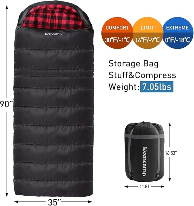 0 Degree Sleeping Bag Cotton Flannel Winter Cold Weather - Image 2