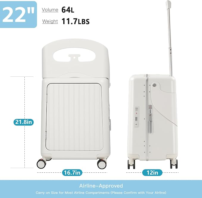 22" Ride On Luggage with Seat for Kids & Adults, Lightweight Hardside Ride-On - Image 7