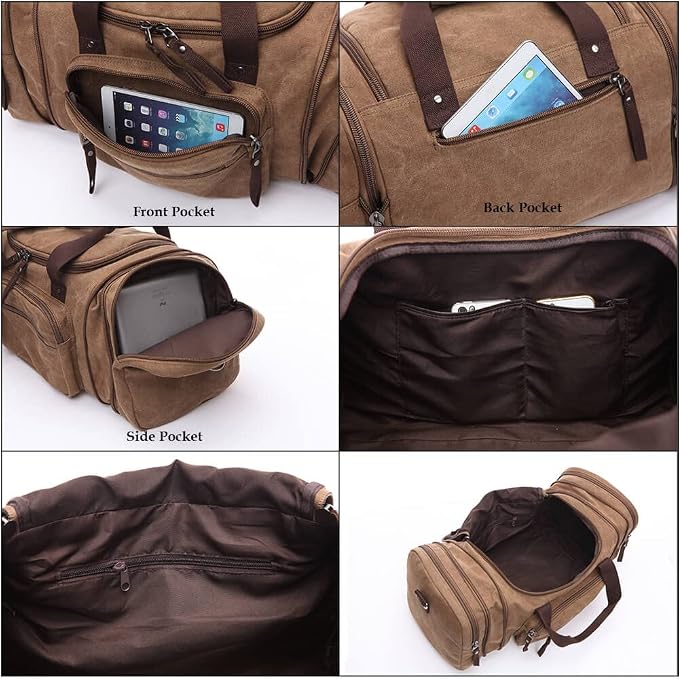 Duffle Bag for Travel, Large Canvas Duffel Bag for Travelling Overnight - Image 6