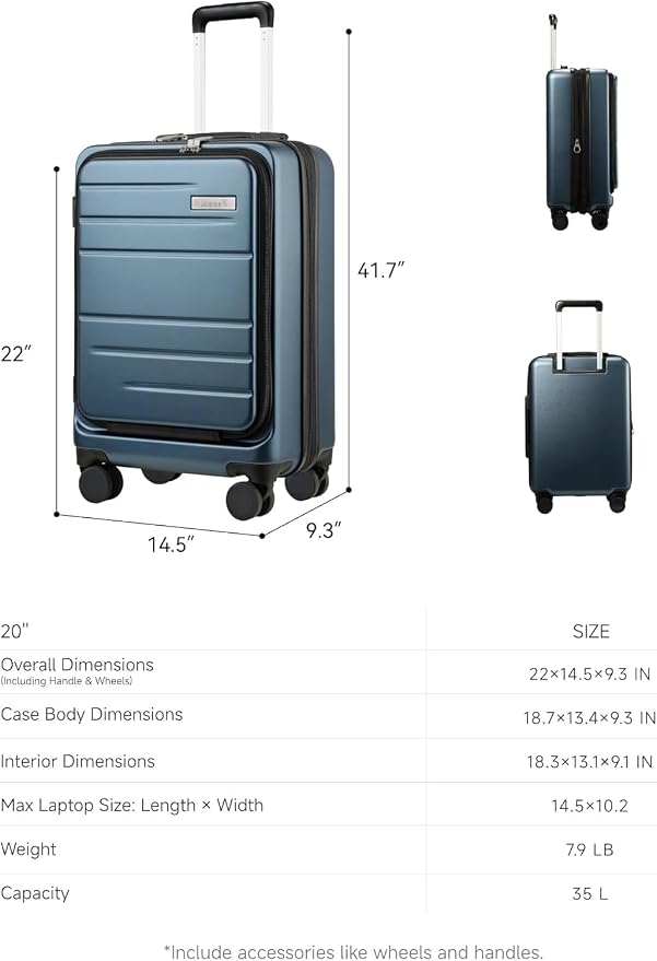 LUGGEX Carry On Luggage 22x14x9 Airline Approved, Polycarbonate Hard Suitcase - Image 7
