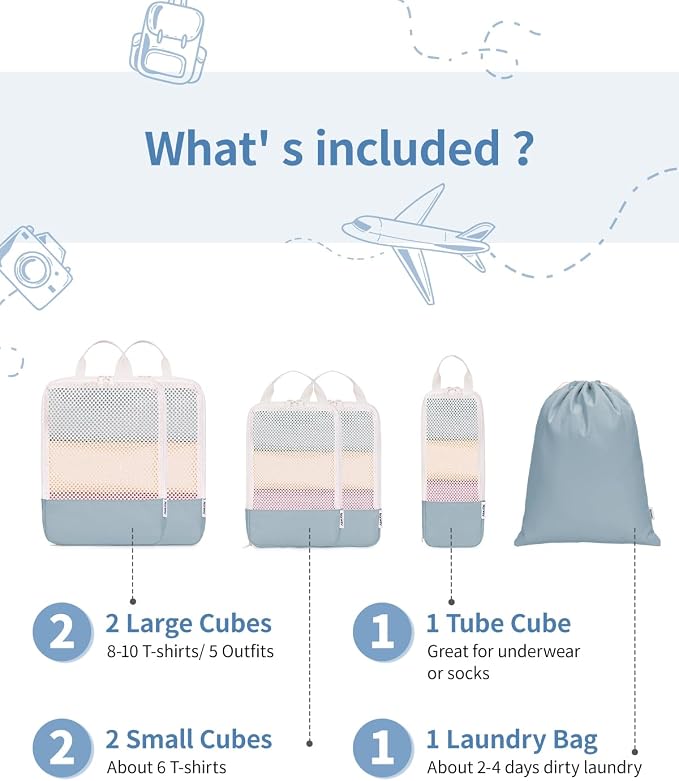 Narwey 6 Set Compression Packing Cubes - Image 3
