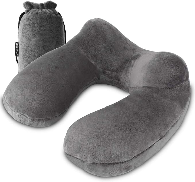 UROPHYLLA Inflatable Travel Pillow, Soft Velvet Inflatable Neck Pillow by UROPHYLLA
