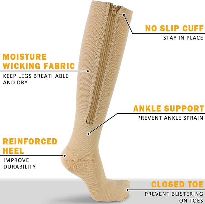 CASMON 2 Pairs Zipper Compression Socks - Image 3