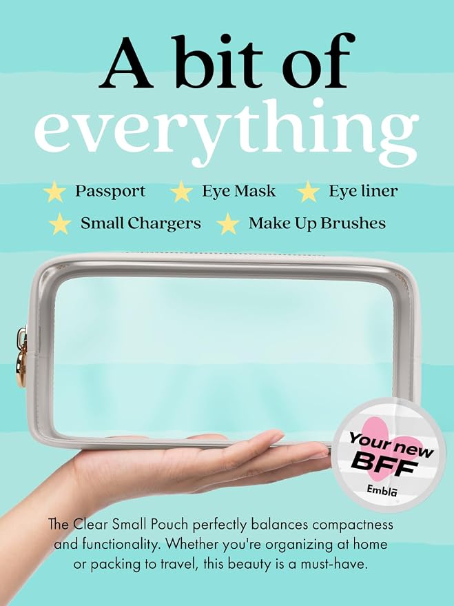Clear Makeup Bag Zipper Pouch, Transparent Cosmetic Case Organizer, TSA - Image 3