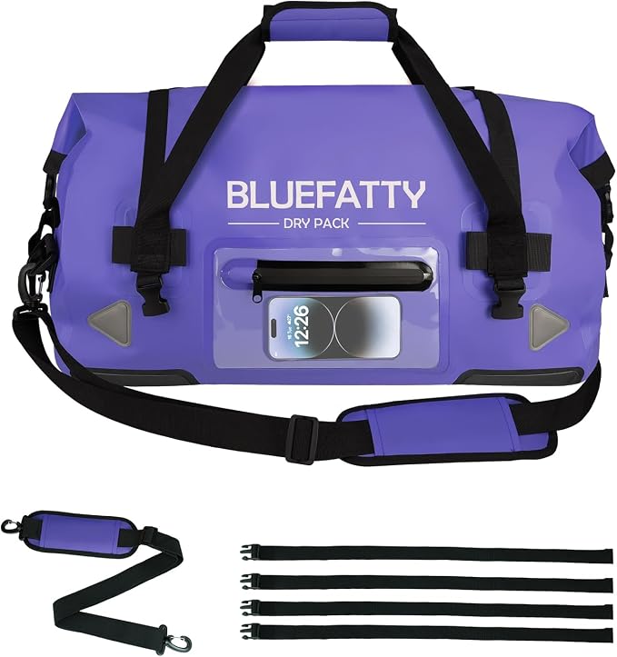Large Waterproof Duffel Bag Roll-top Heavy Duty Dry Duffle Bags by BLUEFATTY