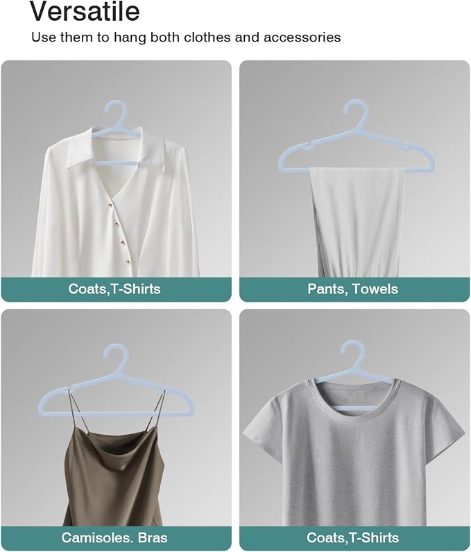 100 Pack Clothes Hangers, Non Slip Plastic Coat Hangers, Space Saving, Heavy - Image 7