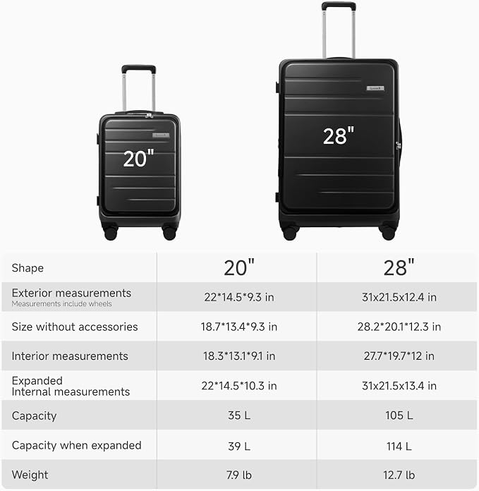 LUGGEX 28 Inch Luggage with Spinner Wheels, Expandable PC Hard Shell Checked - Image 9