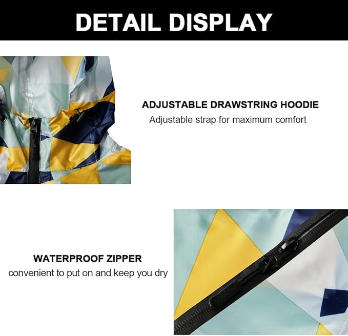Rain Poncho Jacket Coat Hooded Zipper Style - Image 3