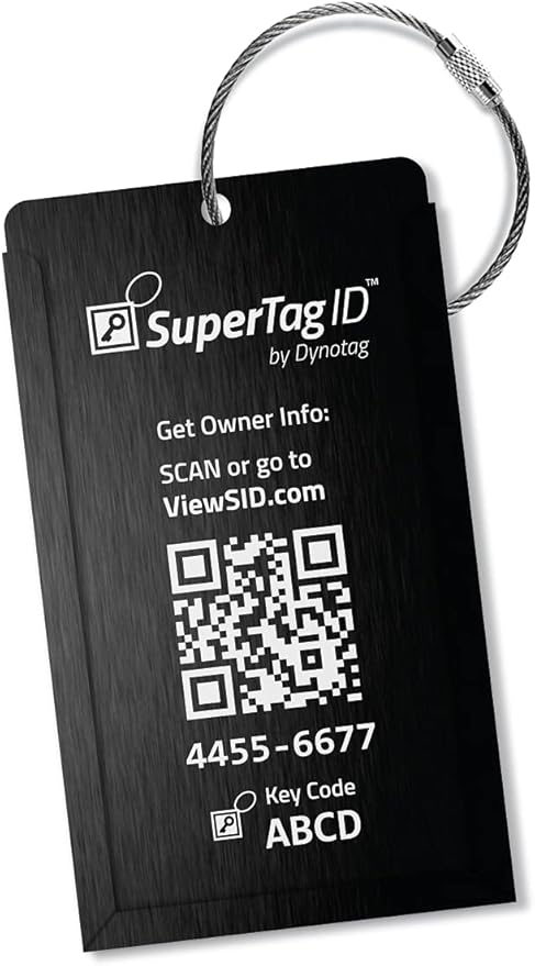 Dynotag® Web Enabled Smart Aluminum Convertible Luggage ID Tag + Braided Steel by DynotagInc