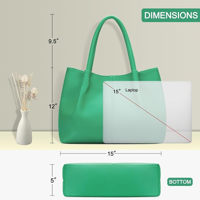 KKXIU Tote Bag for Women Vegan Leather Shoulder Purse Large Capacity Travel Bag - Image 7