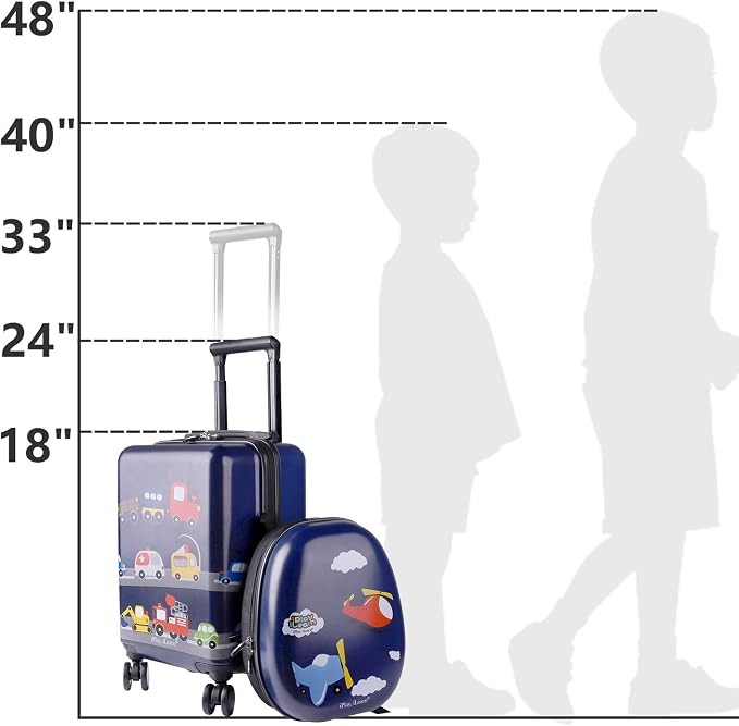 iPlay, iLearn Airplane Kids Luggage, Boys Carry On Suitcase, Toddler Rolling - Image 6