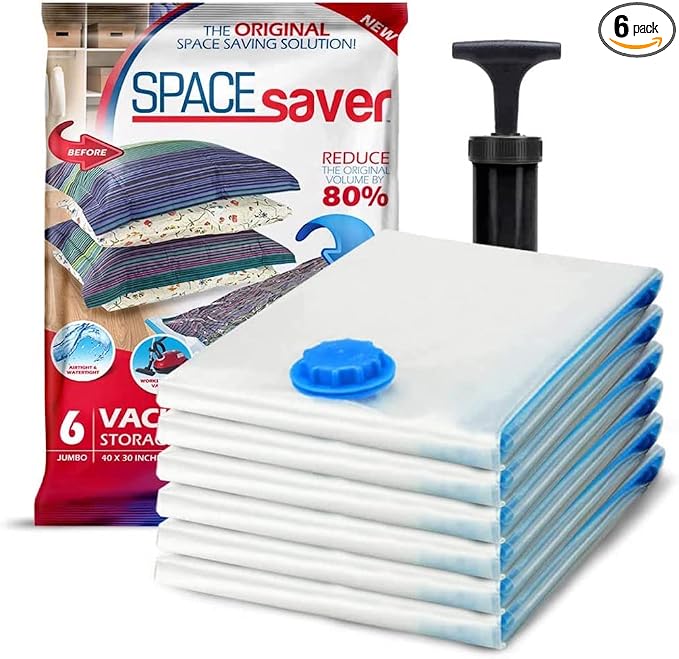 6 Pack Jumbo Vacuum Storage Bags by Spacesaver