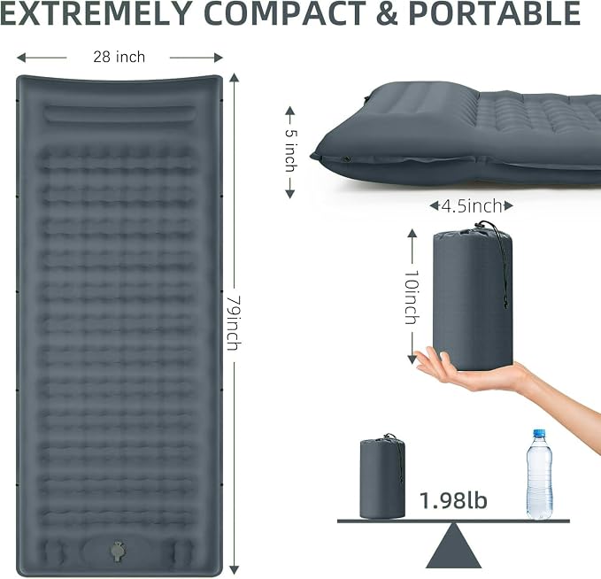Camping Sleeping Pad, Extra Thick 5 Inch Camping Mat - Image 5