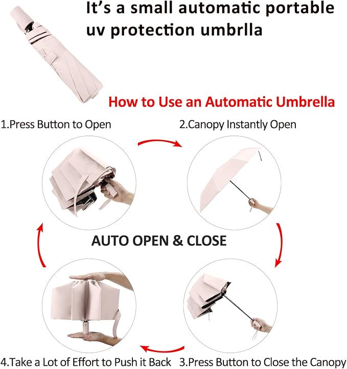 BAODINI Small UV Protection Travel Umbrella Compact - Image 6