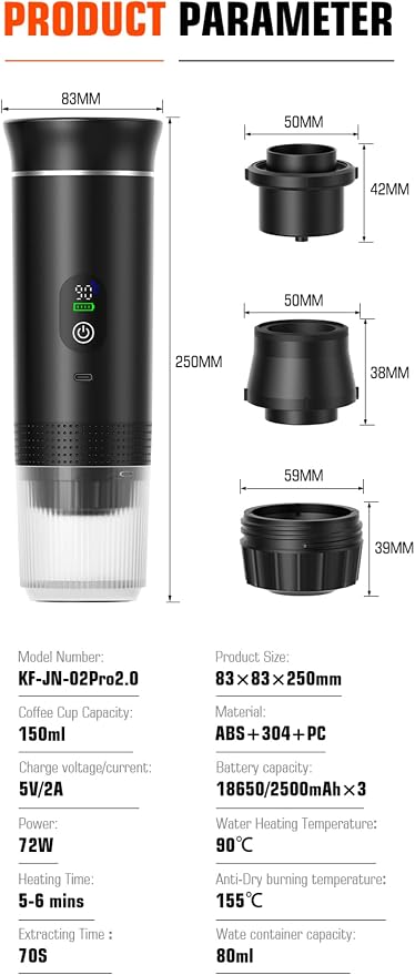 Portable Electric Coffee Maker, Digital Display, Compatible - Image 9