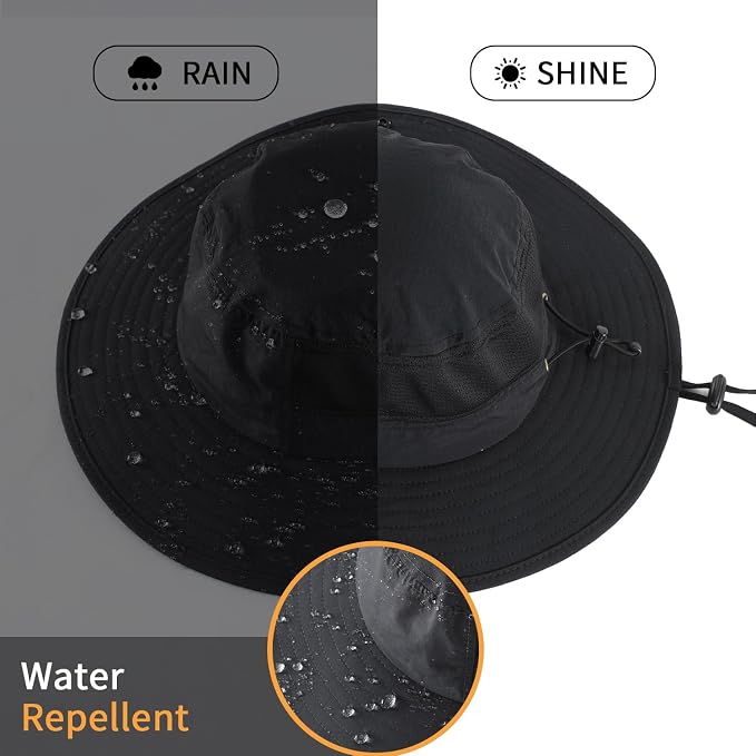 Home Prefer UPF50+ Mens Sun Hat Wide Brim Womens UV Protection Beach Bucket Hat - Image 4