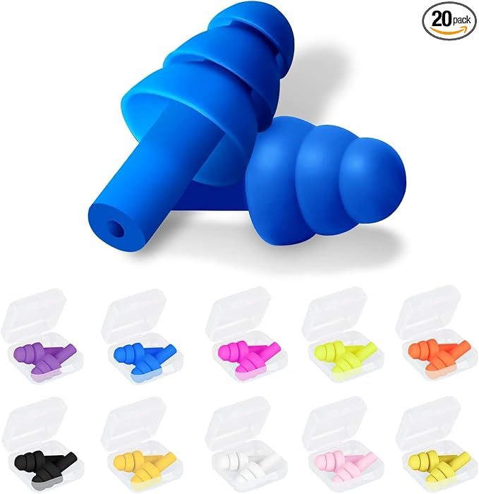 20 Pairs Ear Plugs for Sleeping Noise Cancelling, Reusable Silicone Sound by Leffis
