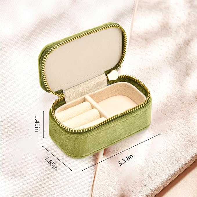 Small Travel Jewelry Case, Mini Tiny Plush Velvet Jewelry Box - Image 3