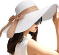 DRESHOW Beach Hats for Women Big Straw Wide Brim Summer Hat Floppy Foldable by DRESHOW