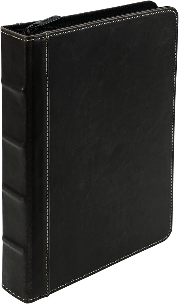 Samsill Vintage Leather Mini 3 Ring Zipper Binder, 1 Inch Round Ring Capacity by Samsill