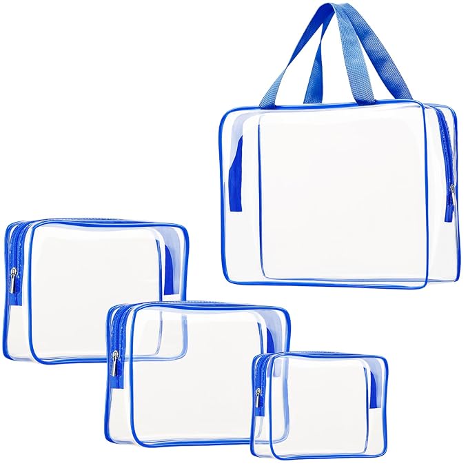 4Pcs Crystal Clear PVC Travel Toiletry Bag Kit by ROYBENS
