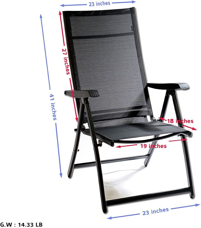 Heavy Duty Durable Adjustable Reclining Folding Chair Outdoor Indoor Garden Pool - Image 3