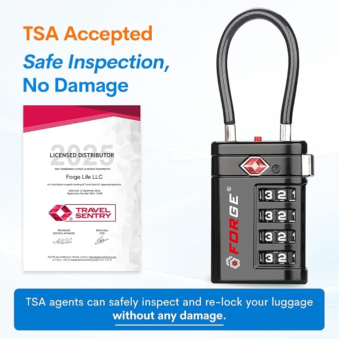 Forge TSA Approved Luggage Locks 4 Digit Combination TSA Travel Locks - Image 2