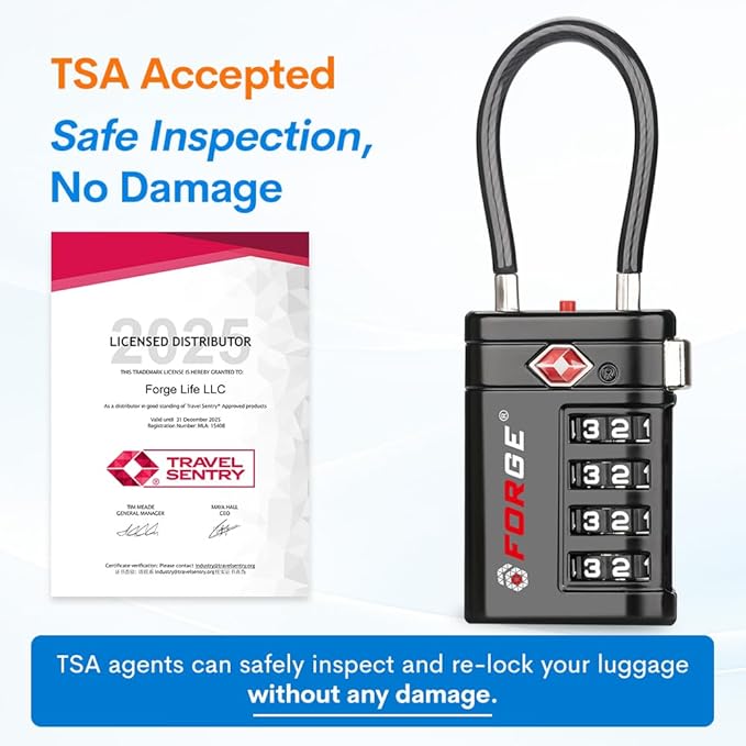 Forge TSA Approved Luggage Locks 4 Digit Combination TSA Travel Locks - Image 2