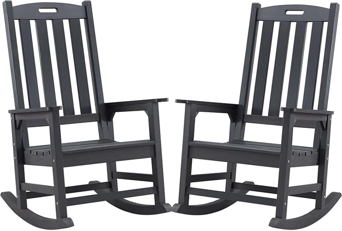 Psilvam Oversized Outdoor Rocking Chair Set of 2, Porch Rocker by PsilvamGardenFurniture