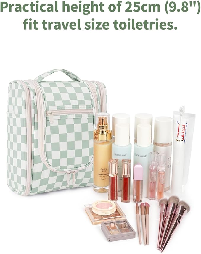 Narwey Small Checkered Hanging Travel Toiletry Bag - Image 5