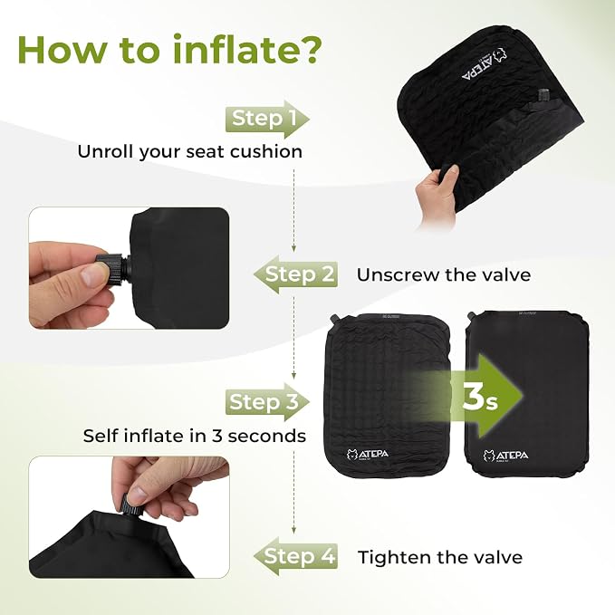 ATEPA Inflatable Stadium Seat Cushion, Self-Inflating Memory Foam Stadium Seats - Image 3