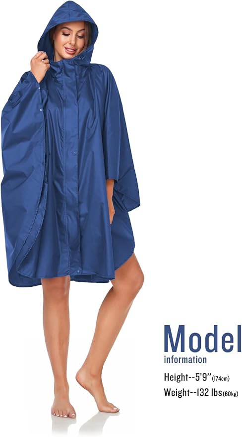 SaphiRose Unisex Rain Poncho Hooded Waterproof Raincoat - Image 4