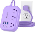 6 USB Purple Travel Power Strip- 5Ft Purple Extension Cord by Beeiker
