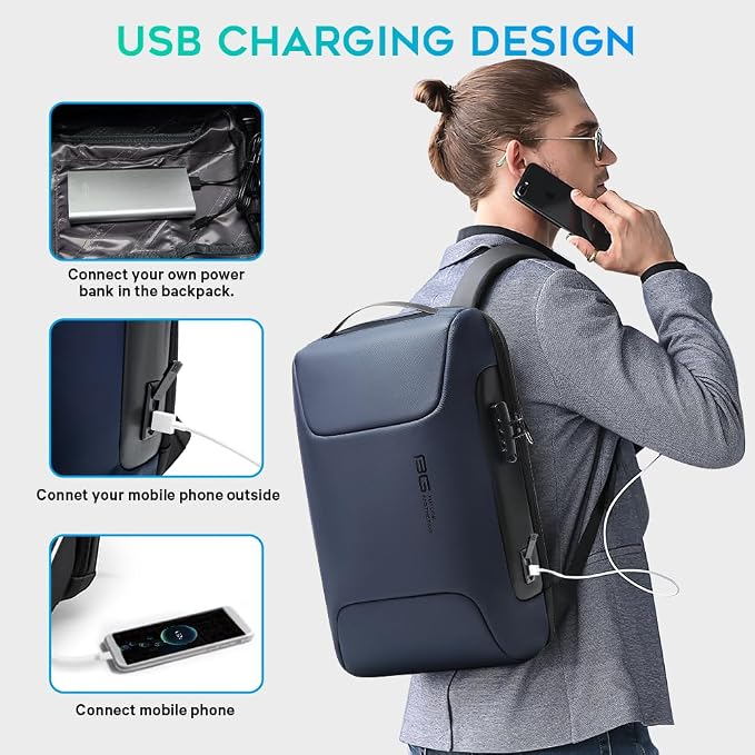 BANGE Anti Theft Backpack with Lock, Business Backpack with USB Charging Port - Image 5