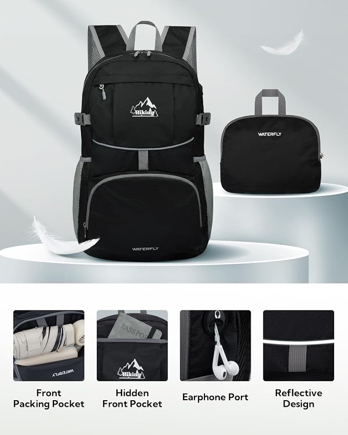 WATERFLY Hiking Foldable Daypack Backpack: 25L Ultra Lightweight Packable - Image 4