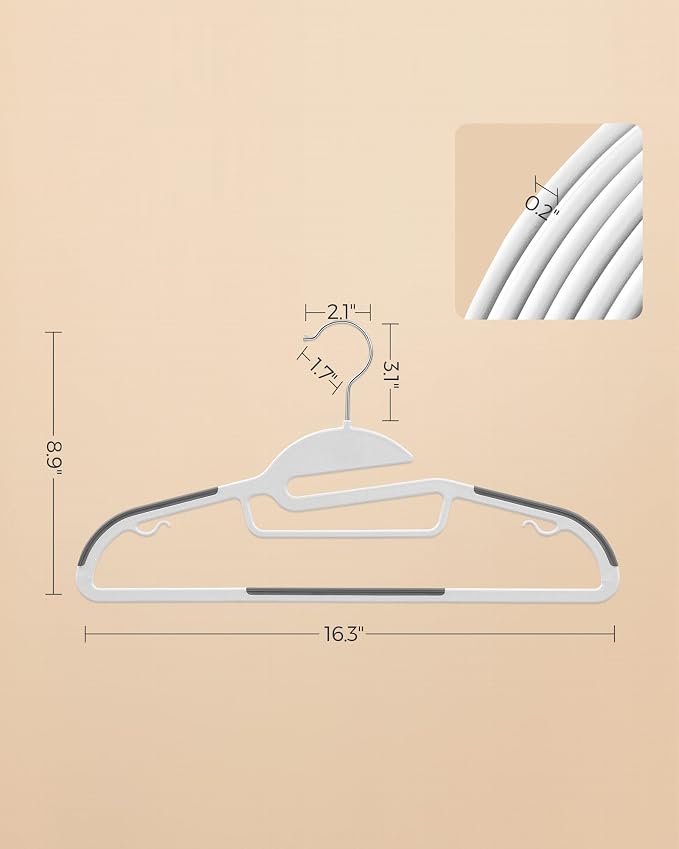 SONGMICS 50 Pack Coat Hangers, Heavy-Duty Plastic Suit Hangers, S-Shaped Opening - Image 5