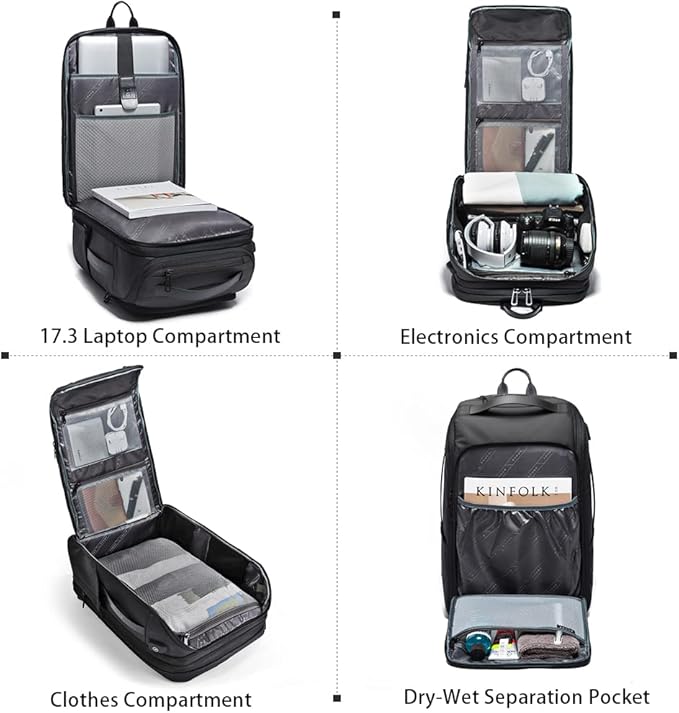 BANGE 45L Expandable Travel Backpacks, Weekender Carry On Backpack, Flight - Image 6