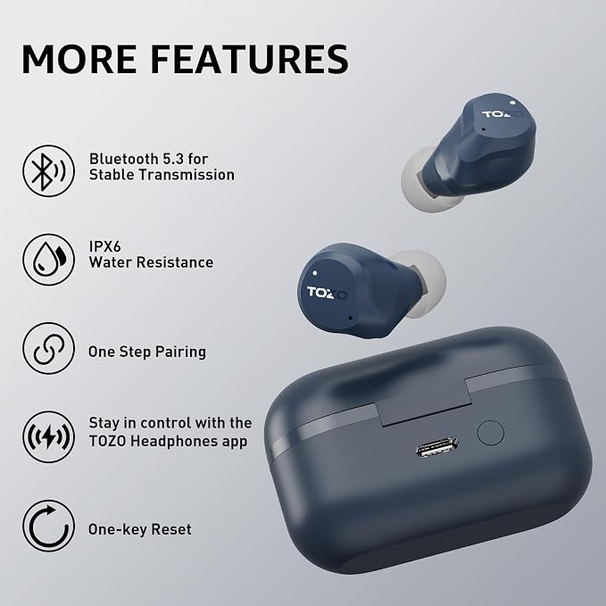 TOZO NC9 Hybrid Active Noise Cancelling Wireless Earbuds, 6 Mics ENC Clear Call - Image 9