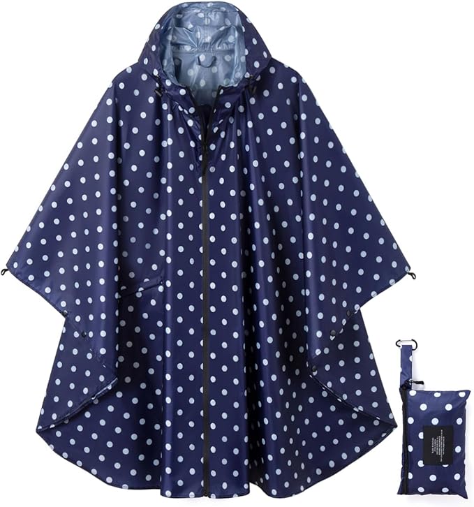 Rain Poncho Jacket Coat Hooded Zipper Style by salamra