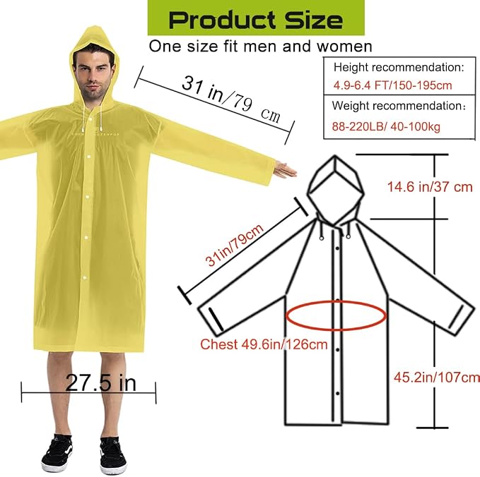 Rain Coats - Reusable EVA Rain Ponchos - Image 2