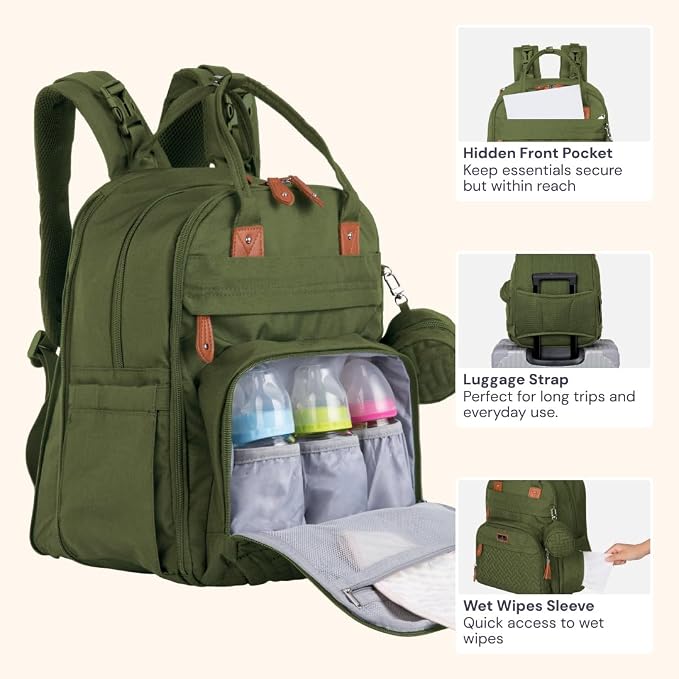 BabbleRoo Extra Large Diaper Bag Backpack, Expandable Baby Bag - Image 5
